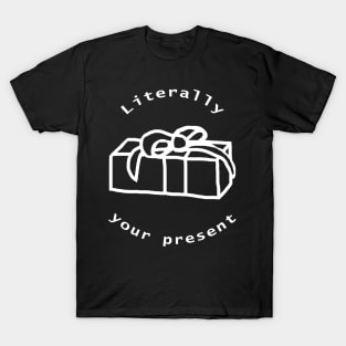 White Line Your Present with Gift Box T-Shirt